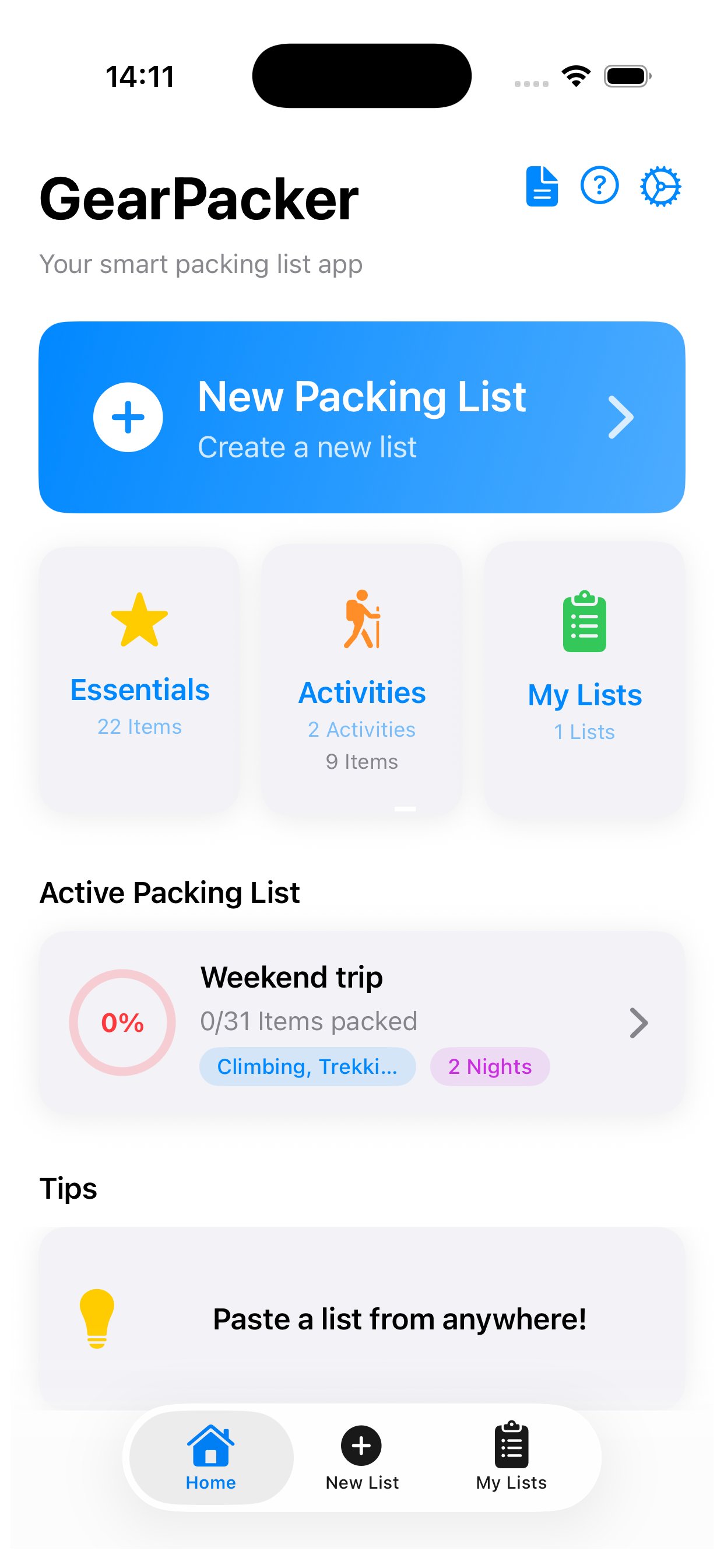 GearPacker voice and photo entry